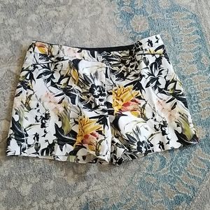 Black and white floral shorts